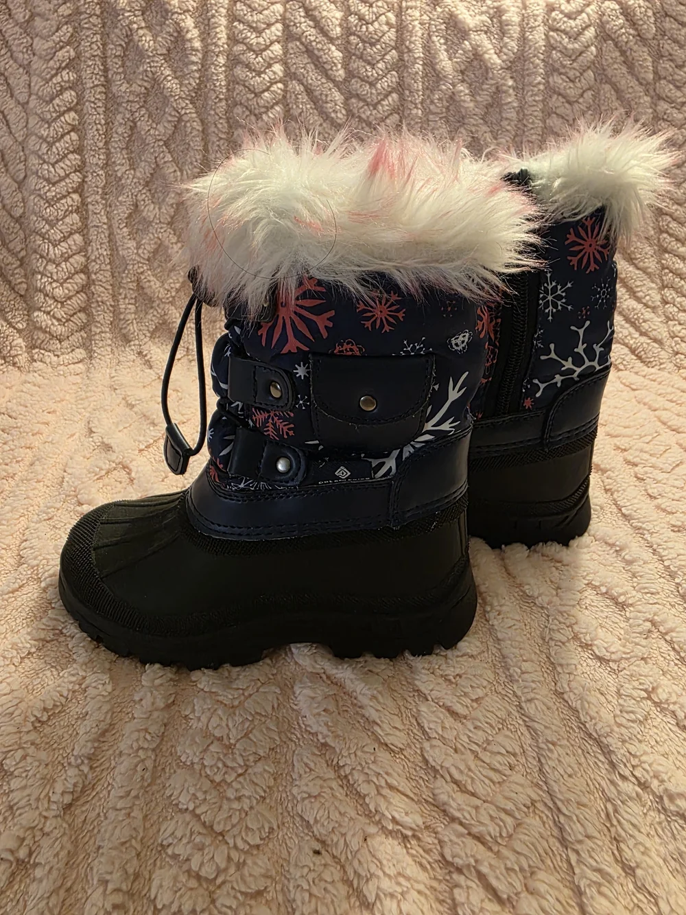Dream Pairs Navy Winter Snow Boots with Pink Accent Fur